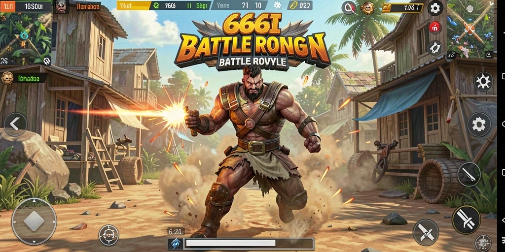 Tangkapan layar utama dari gameplay intens Battle Royale dalam 666I.