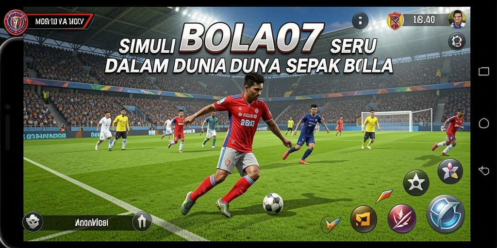 Gameplay BOLA07 yang realistis dalam simulasi sepak bola.