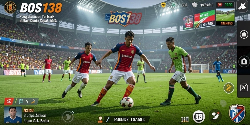 Screenshot BOS138 menampilkan gameplay sepak bola yang intens dan menegangkan.