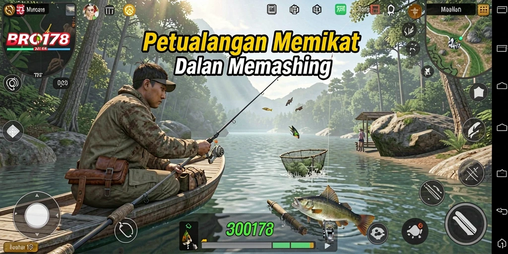 Tampilan menarik dari gameplay <strong>BRO178</strong> saat memancing di laut.