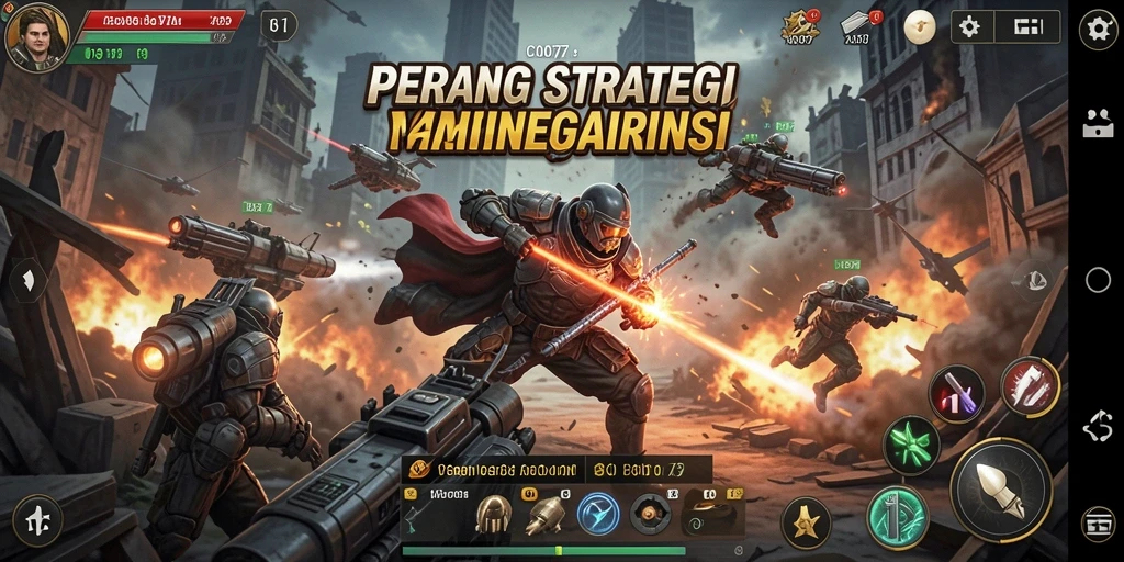 Screenshot C0077 menunjukkan momen strategis dalam permainan.