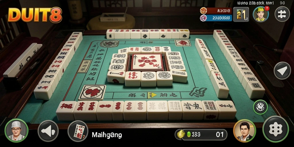 Tampilan gameplay seru dari permainan Mahjong di DUIT8.