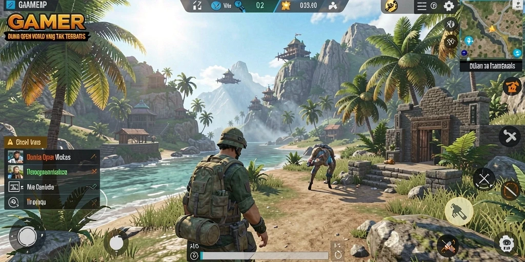 Tampilan gameplay yang menggambarkan kebebasan eksplorasi di dunia Open World.