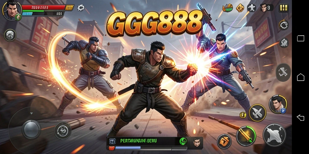 Screenshot menampilkan aksi pertarungan seru di GGG888.