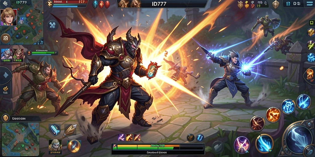 Tampilan seru gameplay ID777 dengan karakter dan aksi pertempuran yang mendebarkan.