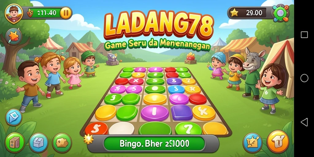 Tampilan gameplay seru dari LADANG78 yang penuh warna.