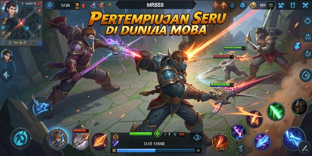 Tangkapan layar gameplay MR888 yang menunjukkan pertempuran tim yang intens.