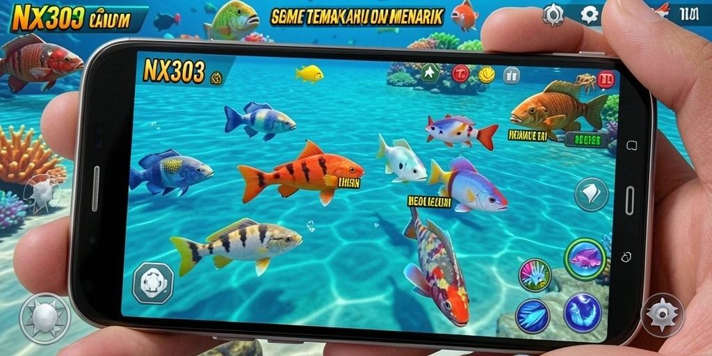 Screenshot gameplay NX303 menampilkan aksi seru menembak ikan.