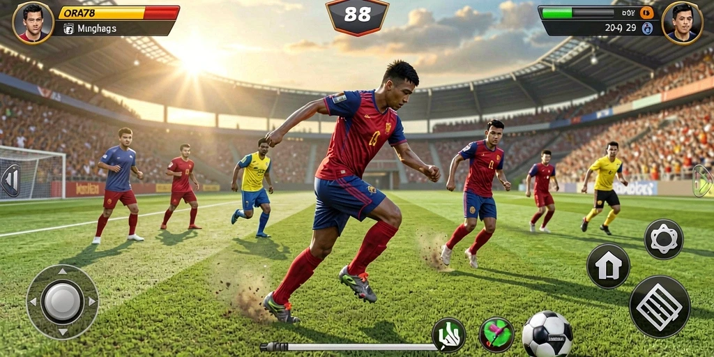 Tampilan gameplay ORA78 yang mendebarkan dalam aksi olahraga.