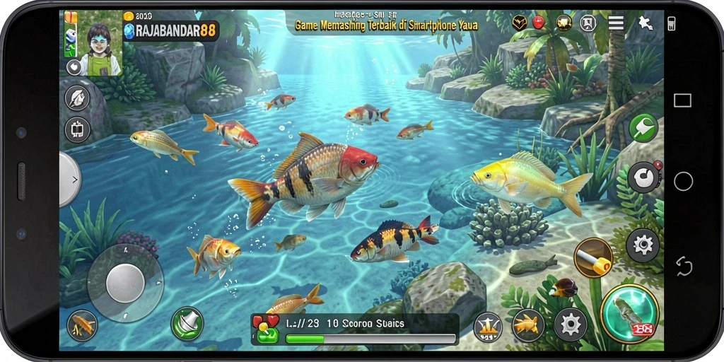Screenshot gameplay RAJABANDAR88 menampilkan pengalaman memancing yang mendebarkan.