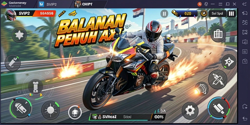 Gameplay seru SVIP2 yang menampilkan balapan motor.