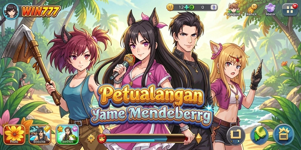 Screenshot gameplay <strong>WIN777</strong> yang menampilkan petualangan anime yang seru.